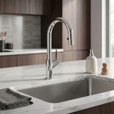 Click here to see BLANCO 526390 Blanco Urbena Single-Handle Pull-Down Kitchen Faucet, 1.5 GPM, Polished Chrome - 526390