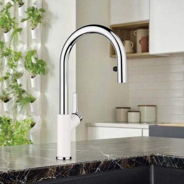 Click here to see  526391 Blanco Linus Two Function Pull-Down Kitchen Faucet, Silgranit, 1.5 GPM, Lever Handle, Chrome - 526391
