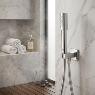 Click here to see Grohe 26866000 GROHE Sena 1.75 GPM 1-Spray Stick Handshower, Starlight Chrome - 26866000 