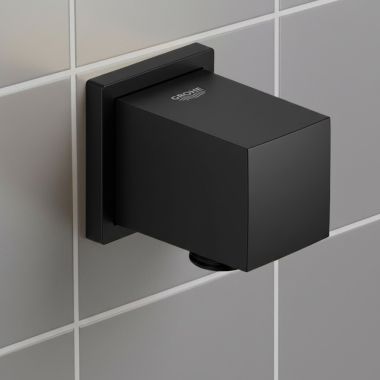 Click here to see  266342430 GROHE Euphoria Cube+ Shower Wall Union with Check Valve, Matte Black - 266342430