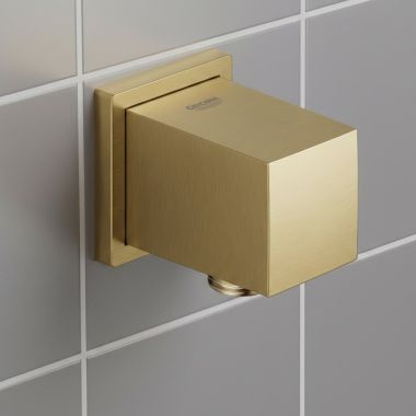 Click here to see Grohe 26634GN0 GROHE Euphoria Cube+ Shower Wall Union with Check Valve, Brushed Cool Sunrise - 26634GN0