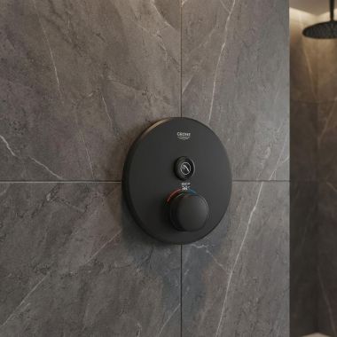 Click here to see Grohe 291362430 GROHE GROHTHERM SmartControl Single Function Thermostatic Valve Trim With Control Module, 7.7 GPM, Matte Black - 291362430 