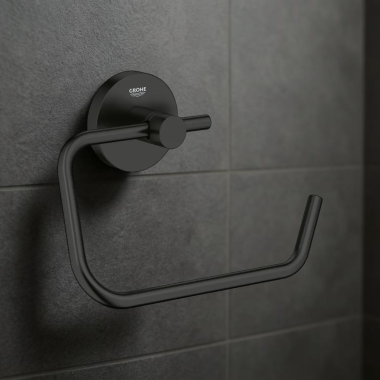 Click here to see Grohe 406892431 GROHE 406892431 MT BLK ESSENTIALS SERIES 1-POST TOILET PAPER HOLDER WITHOUT COVER