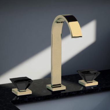 Click here to see JOERGER 627.30.800.011-12 Jorger Empire Royal Crystal Two-Handle Widespread Lavatory Faucet, 1.2 GPM, Bronze/Black Crystal - 627.30.800.011-12