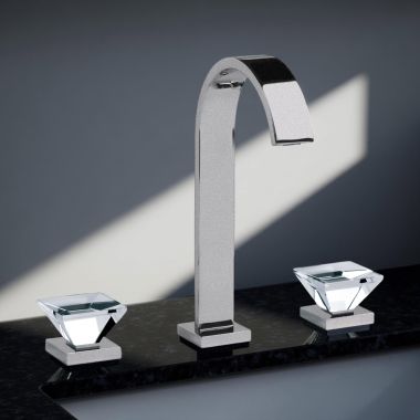 Click here to see JOERGER 627.30.800.036-11 Joerger Empire Royal Crystal Two-Handle Widespread Lavatory Faucet, 1.2 GPM, Satin Nickel/Clear Crystal - 627.30.800.036-11