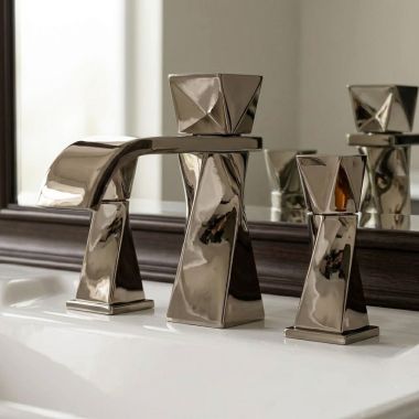 Click here to see JOERGER 623.30.300.035 Jorger Turn Two-Handle Widespread Lavatory Faucet, 1.2 GPM, Polished Nickel - 623.30.300.035