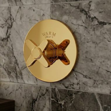 Click here to see JOERGER 637.40.520.020 Jorger Cronos Thermostatic Valve Trim, Gold - 637.40.520.020
