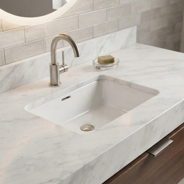 Click here to see Rohl ERUB2216RTWH Rohl Eirene Series Rectangular Undermount Lavatory Sink with Overflow, White - ERUB2216RTWH