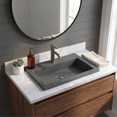 Click here to see Native NSL3619-S Native Trails Trough NativeStone Drop-In Lavatory Sink, Slate - NSL3619-S