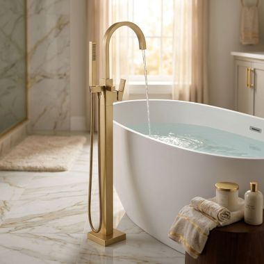 Click here to see Newport 2040-4261/10 Newport Brass Secant Exposed Freestanding Tub and Hand Shower Set, Lever Handle, Satin Bronze - 2040-4261/10