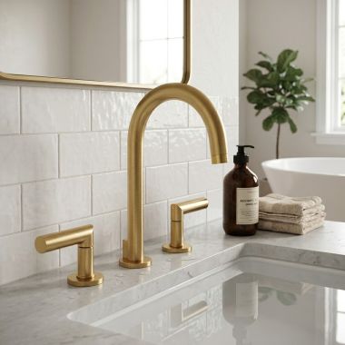 Click here to see Newport 3100/04 Newport Brass Pavani Two Handle Widespread Lavatory Faucet, 1.2 GPM, Satin Brass - 3100/04
