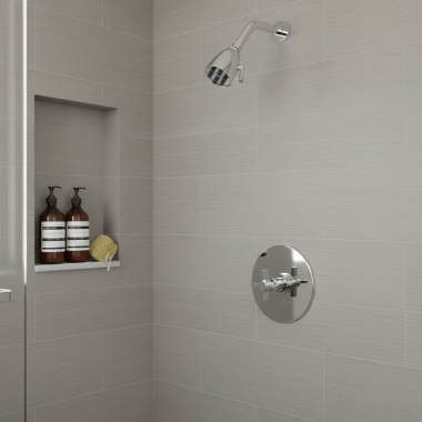Click here to see Phylrich DPB3137-026 Phylrich Basic Pressure Balance Shower Set, Blade Cross Handle, Polished Chrome - DPB3137-026