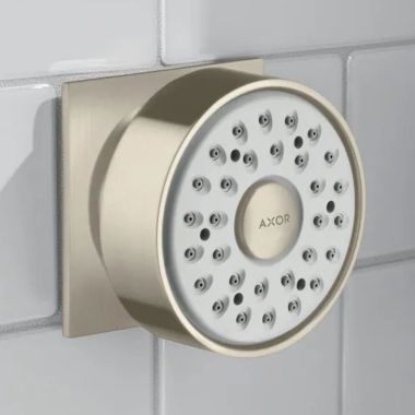 Click here to see AXOR 28469821 AXOR Body Spray With Square Escutcheon, Quick Clean, Rain Spray, 2.5 GPM, Brushed Nickel - 28469821