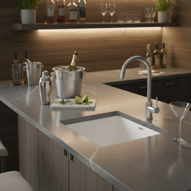 Click here to see   Blanco Corence 19” Rectangular Dual Mount Bar Sink, Silgranit, White - 442575