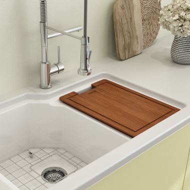 Click here to see   BOCCHI Sapele Mahogany Wooden Cutting Board for Contempo and Sotto Kitchen Sinks - 2320-0001