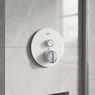 Click here to see Grohe  GROHE GROHTHERM SmartControl Single Function Thermostatic Trim with Control Module, 7.7 GPM, Moon White - 29159LS0