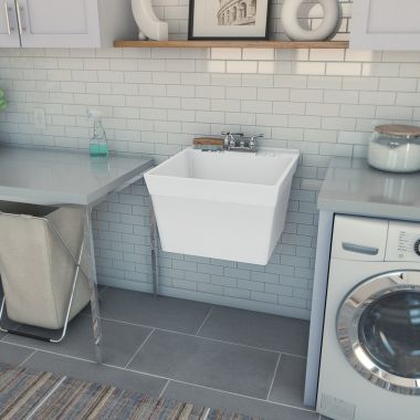 Click here to see   SWANSTONE MF0000WM.001 WHT VERITEK MF-W WALL-MOUNT 1-BOWL LAUNDRY TUB - 23-3/8 x 21-5/8 x