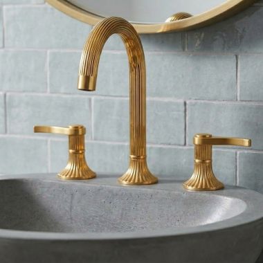 Click here to see Joerger  Jorger Cronos Two-Handle Widespread Lavatory Faucet, Lever Handles, Gold Matte - 637.30.305.021