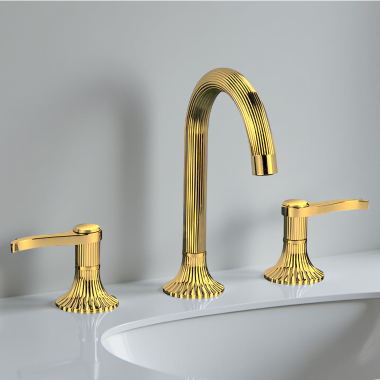Click here to see   Joerger Cronos Two-Handle Widespread Lavatory Faucet, Lever Handles, Gold Matte - 637.30.305.021