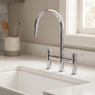 Click here to see   Rohl Armstrong Deck Mount Pull Down Bridge Kitchen Faucet, Chrome - U.4549HTAPC2