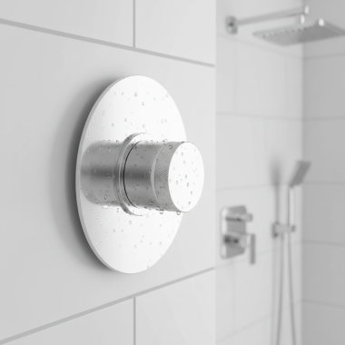 Click here to see   Phylrich Basic II Mini Thermostatic Round Valve Trim, Smooth Handle, Polished Chrome - 4-172-026