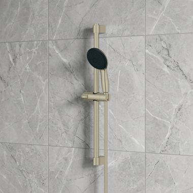 Click here to see   GROHE TEMPESTA Round 110 3-Spray 24” Shower Slide Bar with Metal Shower Hose, 1.75 GPM, Brushed Nickel InfinityFinish - 26761EN2 
