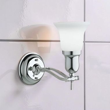 Click here to see   Robern Fairhaven Wall Sconce, Frosted Glass Shade, 120V, Chrome - MLLWFHCR