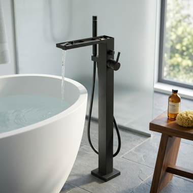 Click here to see   AXOR MyEdition Freestanding Tub Filler With Hand Shower, QuickClean, 5.3 GPM, Chrome - 47442671 
