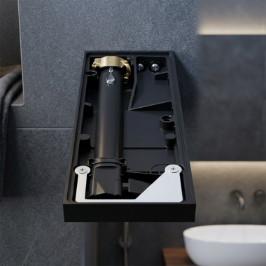 Click here to see   AXOR MyEdition Wall-Mount Single-Handle Bathroom Faucet, PowderRain Spray, EcoRight, Matte Black - 47062671