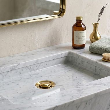 Click here to see   Phylrich Push To Close Lavatory Drain w/ Overflow, Uncoated Polished Brass - 3-545-03U