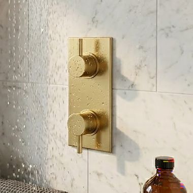 Click here to see   Phylrich Basic II Thermostatic Valve Trim with Volume Control/Diverter, Lever Handle, Uncoated Polished Brass - 4-171-03U
