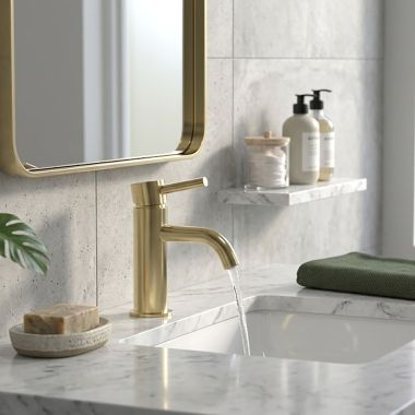 Click here to see   Phylrich Basic II Single-Handle Bathroom Faucet, 1.2 GPM, Uncoated Polished Brass - 230-09-03U