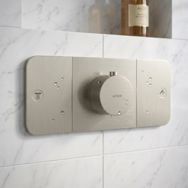 Click here to see   AXOR One Thermostatic Module Trim, 2 Function Shower Control, Select, Anti-Scald Safety Stop, Brushed Nickel - 45712671