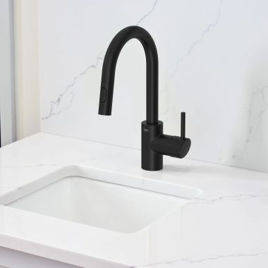 Click here to see   GROHE CONCETTO Single-Handle Pull-Down Bar Faucet, Matte Black - 314792431