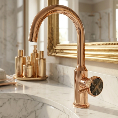 Click here to see   Jorger Valencia Single-Handle Bathroom Faucet w/ Black Marble, Sunshine - 638.10.333.040-52