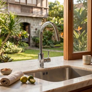 Click here to see Mountain Plumbing Products  Mountain Plumbing Single Handle Hot and Cold Water Faucet, Polished Chrome - MT1900-NL/CPB