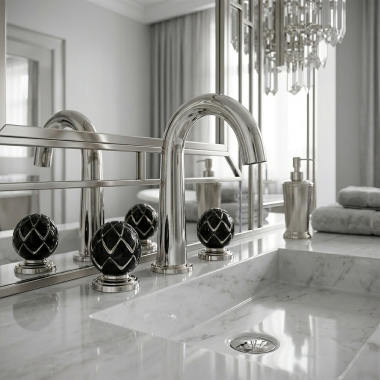 Click here to see   Jorger Belledor Two-Handle Widespread Lavatory Faucet, Platinum/Black Platinum - 631.30.300.065-37