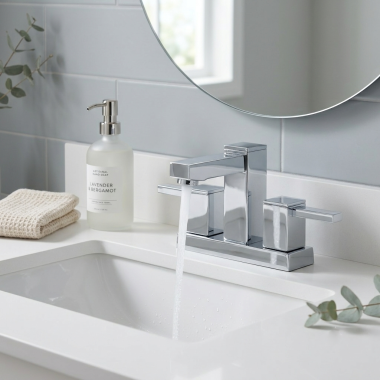 Click here to see   Danze Reef Two Handle Centerset Lavatory Faucet, WaterSense, 1.2 GPM, Chrome - D301133