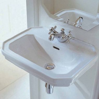 Click here to see Duravit  Duravit 1930 Octagonal Wall Mounted Sink with Faucet Deck and Overflow, White - 0438700030 