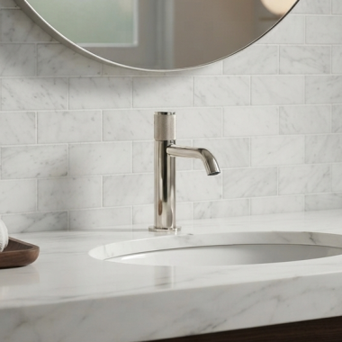 Click here to see   Rohl Single Handle Lavatory Faucet with Push Drain, 1.2 GPM, Polished Nickel - AM01D1IWPN