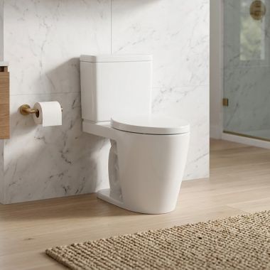 Click here to see   DURAVIT D-Neo PRO Series 1.28 GPF Two Piece Elongated Toilet with Left Hand Lever, ADA, White - D40309AA