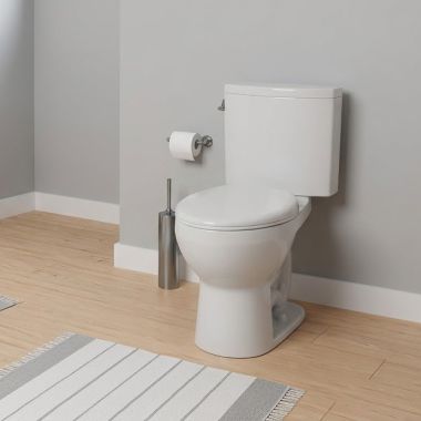 Click here to see   Duravit PRO Series Elongated Two-Piece Toilet, 1.28 GPF, Rimless , Left Hand Flush, White - D4040300