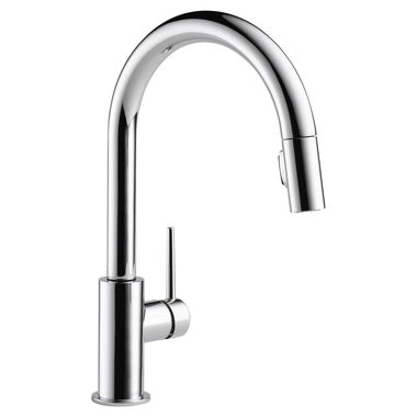 Click here to see Delta 9159-DST Delta Trinsic Two-Function Single-Handle Chrome Pull-Down Kitchen Faucet, 1.8 GPM, Lever Handle, Diamond Seal Technology, ADA - 9159-DST