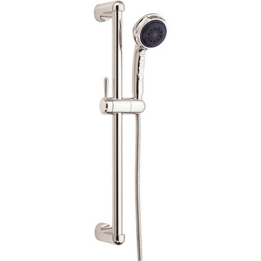 Click here to see Danze D465005PNV Danze Nourish 3-Function Hand Shower with 24in Slide Bar and 72in Metal Hose, 2.5 GPM, Polished Nickel - D465005PNV