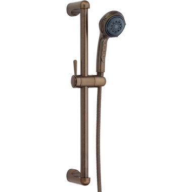 Click here to see Danze D465005RBD Danze Nourish 3-Function Hand Shower with 24in Slide Bar and 72in Metal Hose, 2.5 GPM, Distressed Bronze - D465005RBD