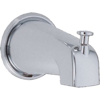 Click here to see Gerber D606225 Gerber Wall-Mount Chrome Tub Spout with Diverter,  5-1/2in, Fits 1/2in Copper or IPS Stub Out Nipple , All-Metal Construction - D606225