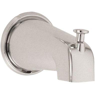 Click here to see Danze D606225PNV Gerber Wall-Mount Polished Nickel Tub Spout with Diverter,  5-1/2in, Fits 1/2in Copper or IPS Stub Out Nipple , All-Metal Construction - D606225PNV