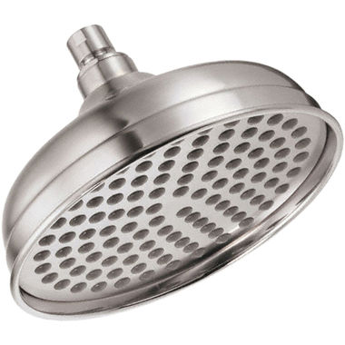 Click here to see Danze D461192BN Danze Antique Bell 8in Solid Brass Shower Head with 105 Flex Jet Ports, 2.5 GPM, Brushed Nickel - D461192BN