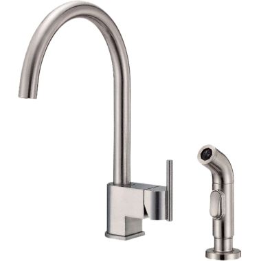 Click here to see Danze D401542SS Danze Como Single Handle Kitchen Faucet w/ Side Spray, Stainless Steel - D401542SS
