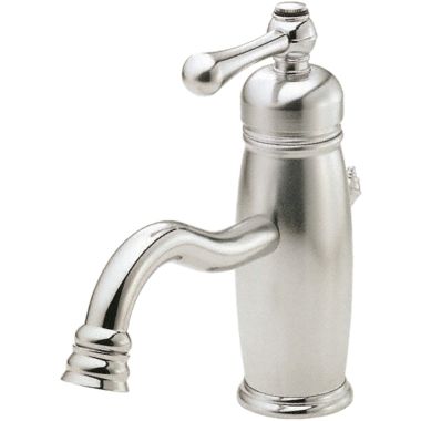 Click here to see Danze D225557PNV Danze Opulence Single-Hole Bathroom Faucet with Metal Touch-Down Drain, Single-Handle, 1.5 GPM, Lever Handle, ADA, WaterSense, Polished Nickel - D225557PNV